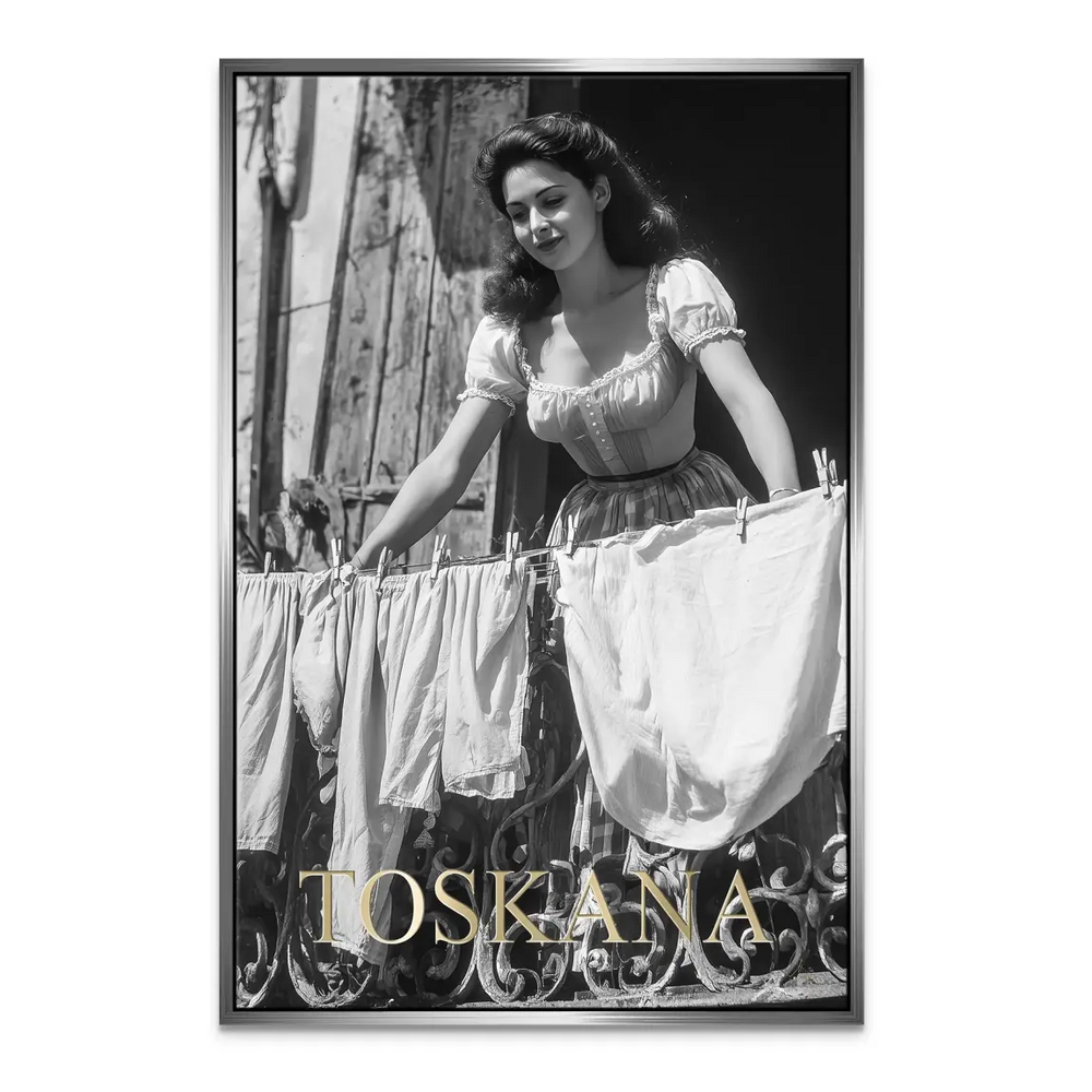 Travel and fashion-inspired wall art featuring a classic portrait
