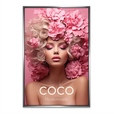Couture-style canvas wall art featuring a refined pink floral composition.