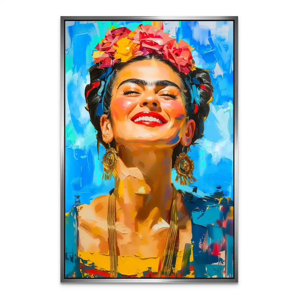 Frida Kahlo Colorful Life Canvas Wall Art - Pop Art Floral Boho - Image 7