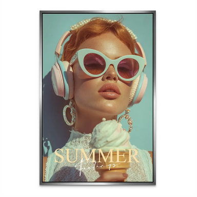 Summer Feeling Fashion Portrait Canvas Wall Art - Pastel Pop Art - Image 5