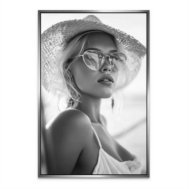 Elegant woman wall art with a stylish summer vibe