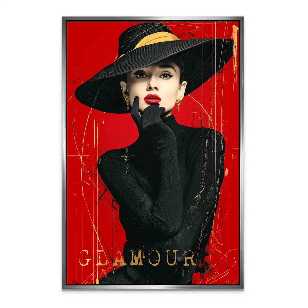 Audrey Hepburn Red Glamour Pop Art Canvas Wall Art - Image 6