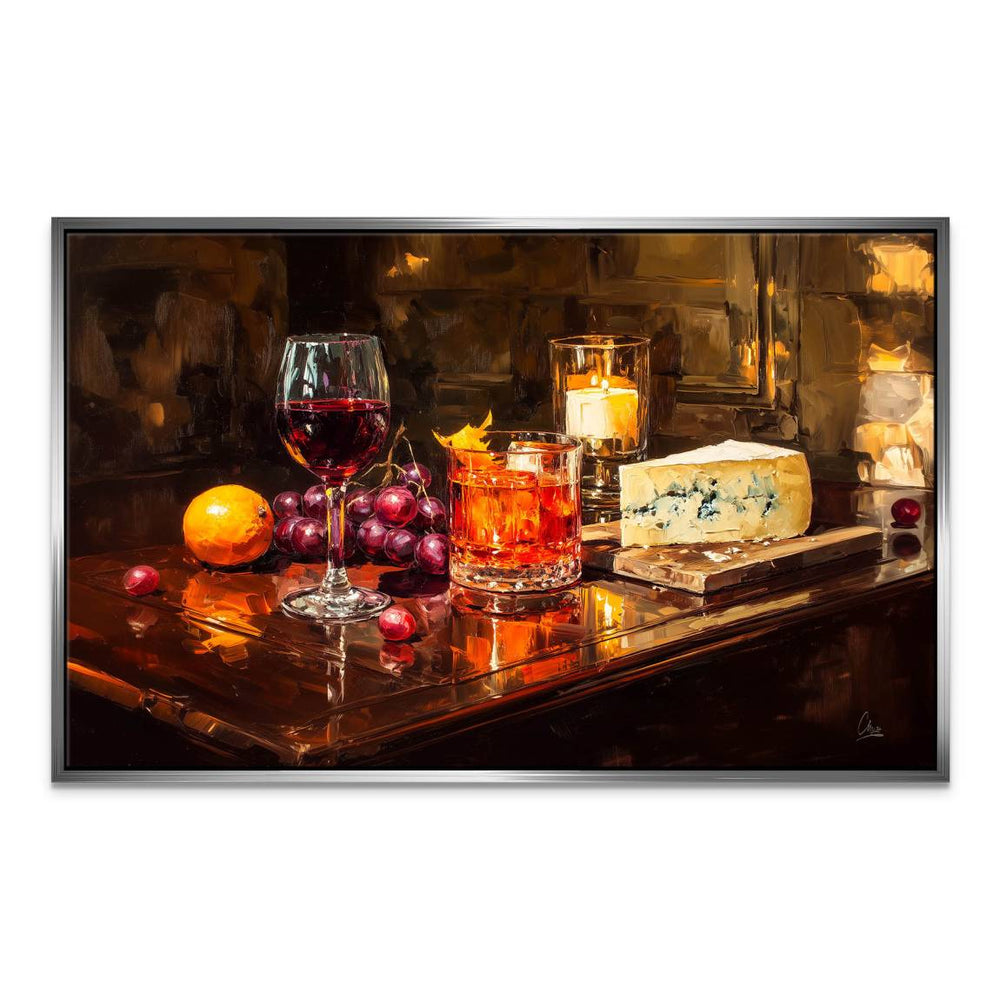 Landscape-oriented still life painting for dining room decor