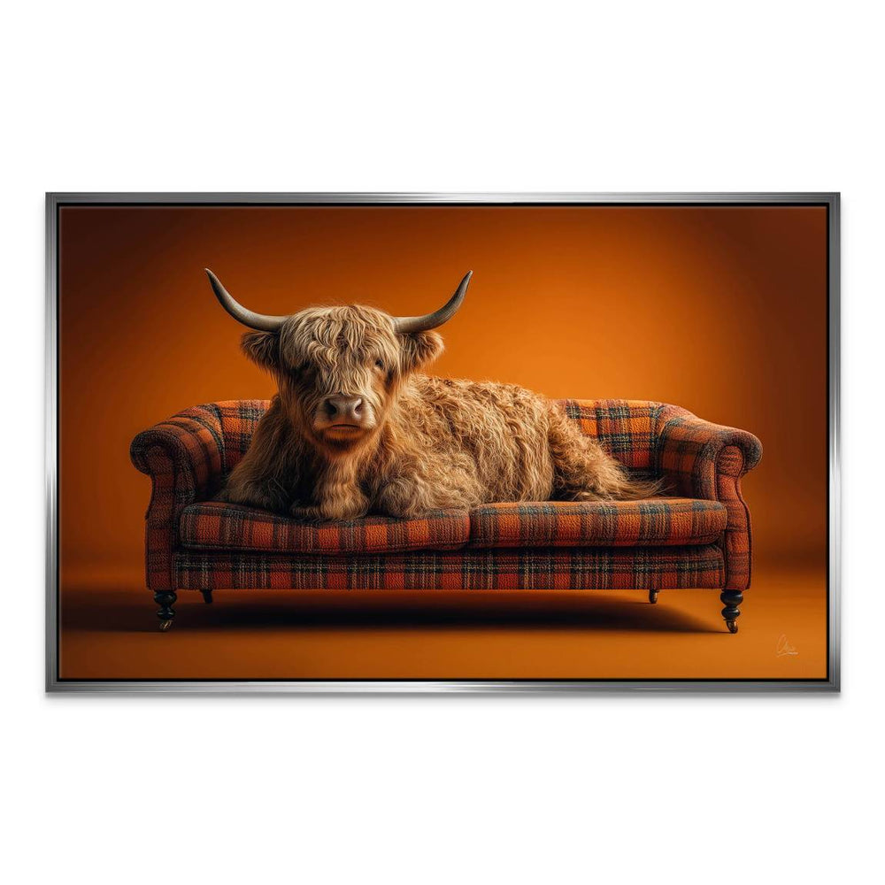 Overall Highland Lounge canvas wall art as a statement piece.