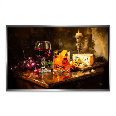 Dutch-inspired lighting and brushstrokes depicted in a luxurious dining-table still life.