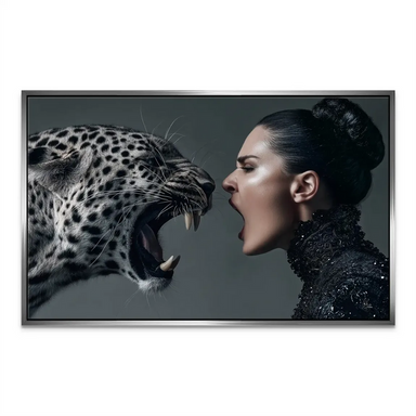 Fashion-inspired art pairing animal instinct with female empowerment.