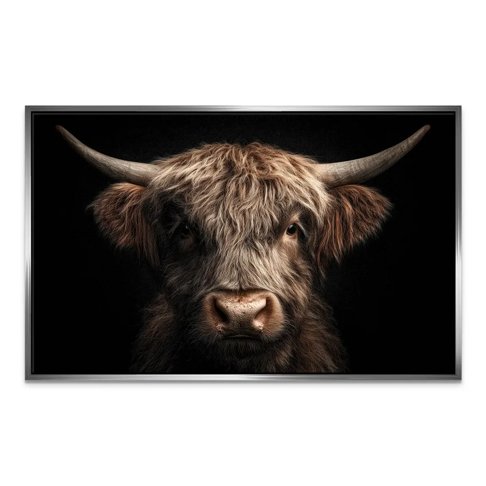 Noble Highland Cow Canvas Wall Art - Close-Up - Image 6