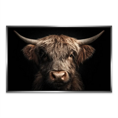 Noble Highland Cow Canvas Wall Art - Close-Up - Image 6