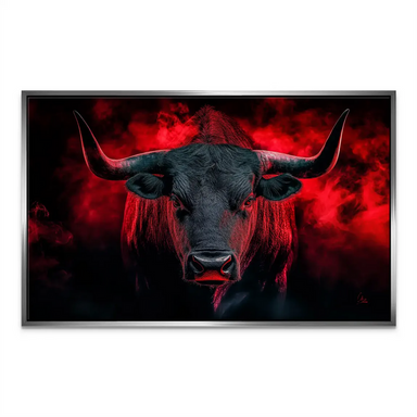 Red bull wildlife canvas shown with a silver frame finish