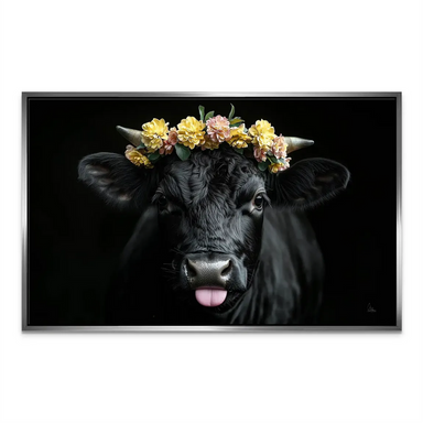 Flowery Cow Canvas Art - Whimsical Cow with Flower Crown - Image 6