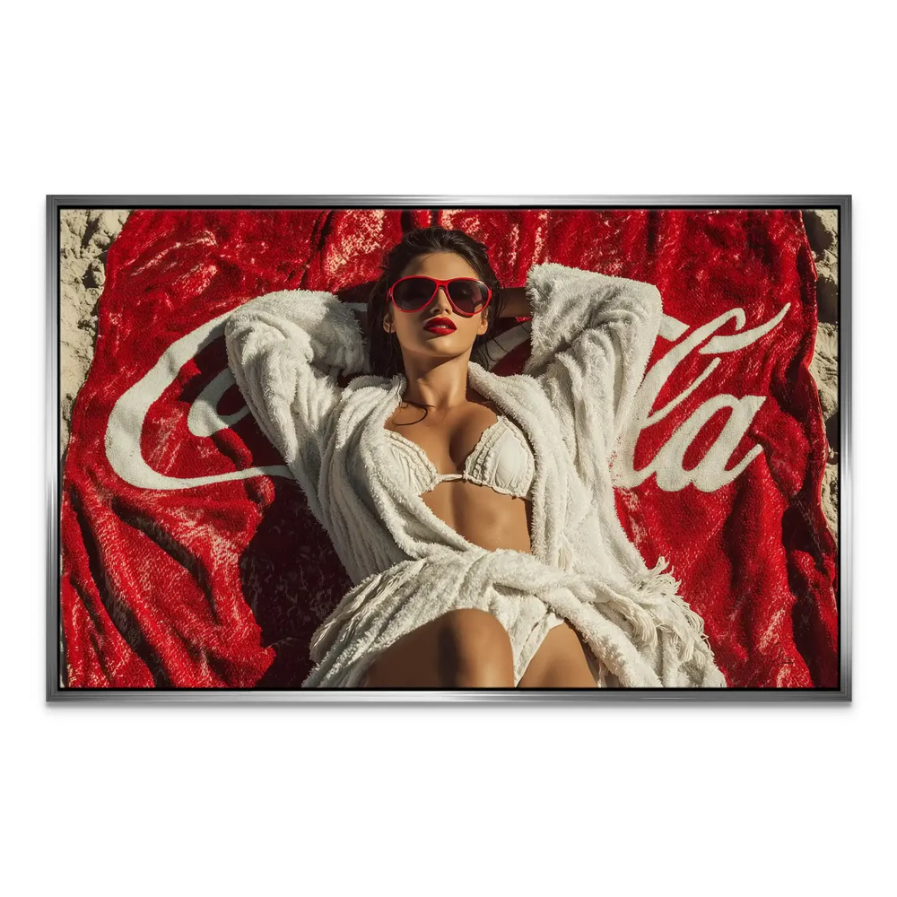 Interior shot showing contemporary wall art with fashion-themed Pop Art suitable for living rooms or offices.