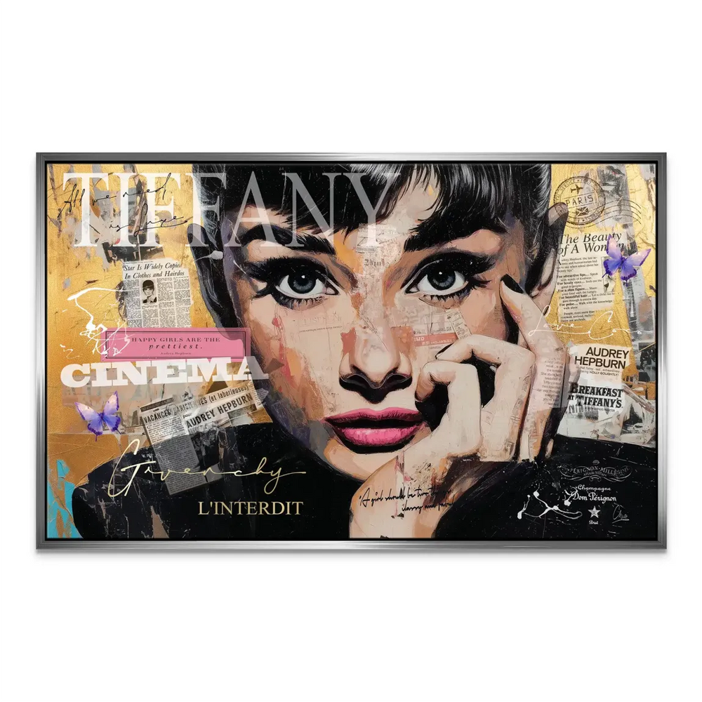 Vibrant mixed-media portrait for creative spaces
