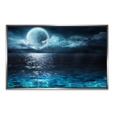 Moonlight Ocean Dream canvas shown with a silver frame finish