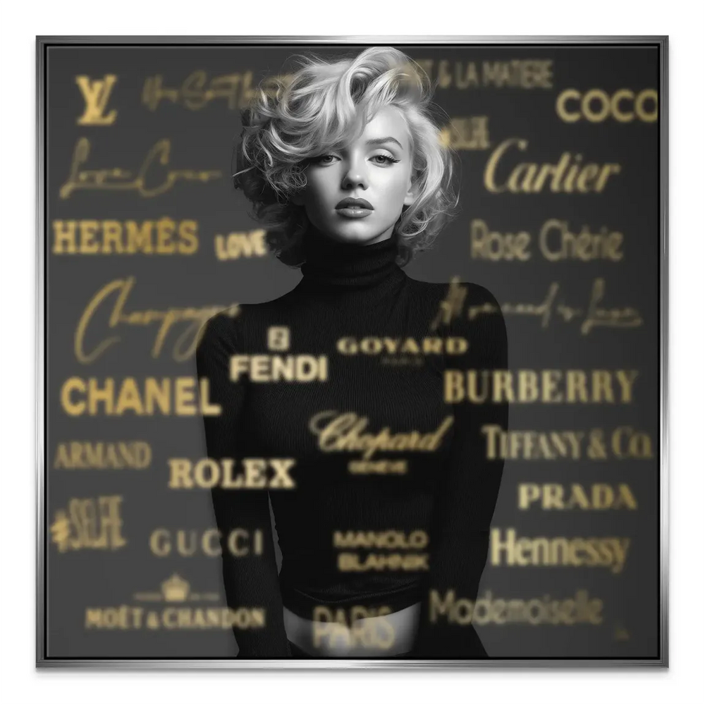 Iconic actress wall decor suitable for modern living spaces, emphasizing fashion and luxury aesthetics.