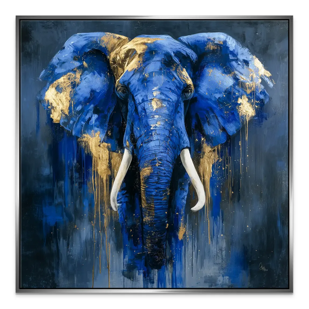 Blue Elephant Abstract Canvas Painting - Luxury Animal Wall Art - Image 7