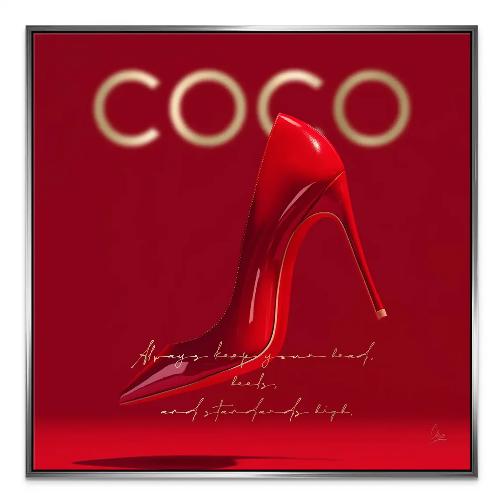 Red Coco Heels Wall Art - Glam Fashion Canvas Art - Image 6