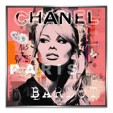Square format Pop Art canvas blending realism with graffiti textures