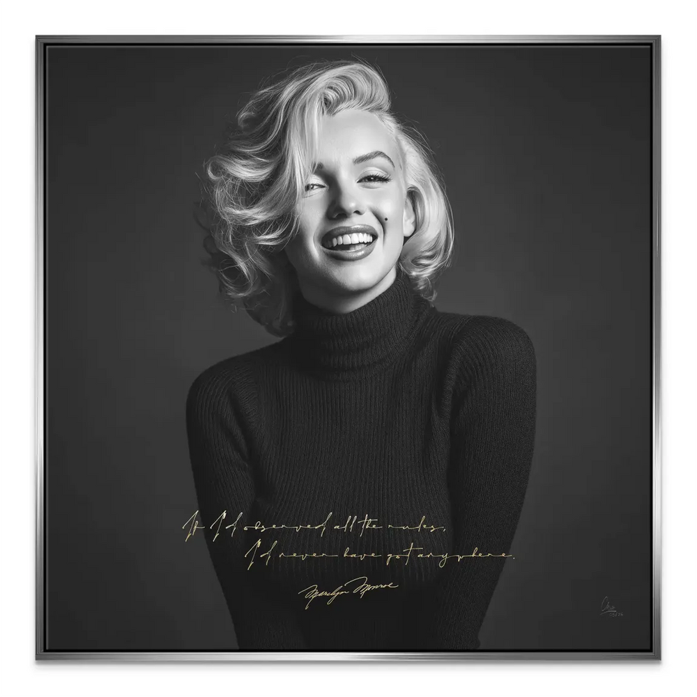 Monochrome Marilyn Monroe canvas wall art ideal for studies or stylish spaces.