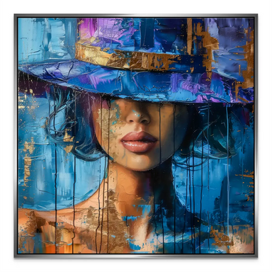 Artful wall decor blending bold color blocks with street-art influence