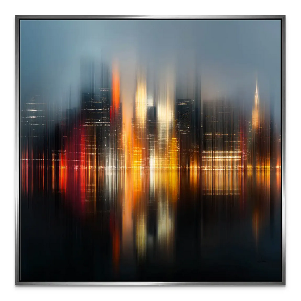 Vibrant skyscraper silhouettes in a modern abstract New York city scene