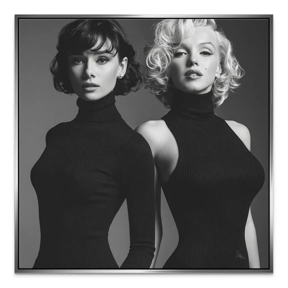 Monochrome canvas print capturing vintage studio lighting and elegance.
