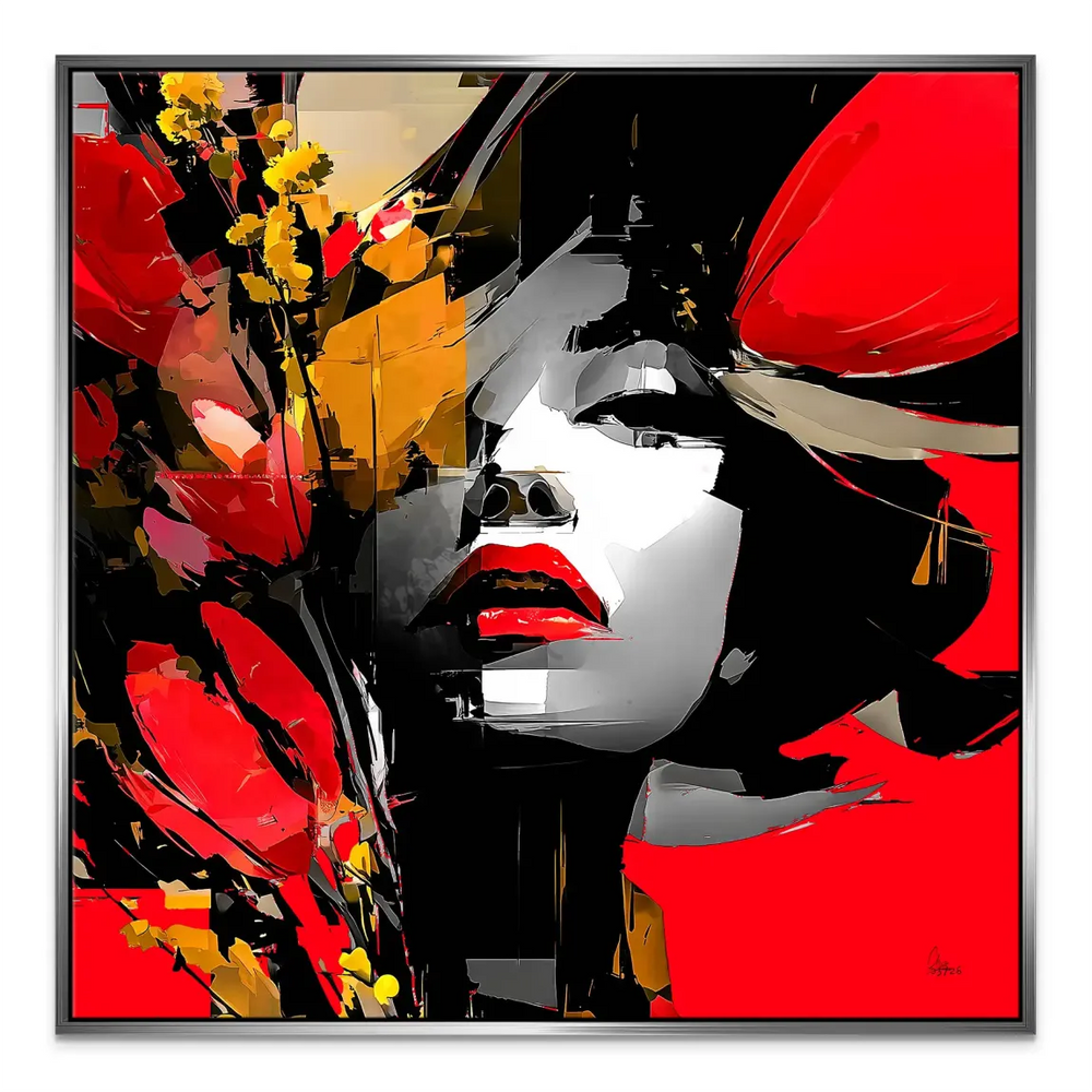 Square format canvas art showcasing modern, expressive style.