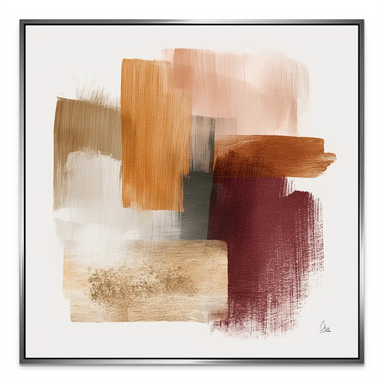 Deep maroon and burnt orange tones with grey-green hints