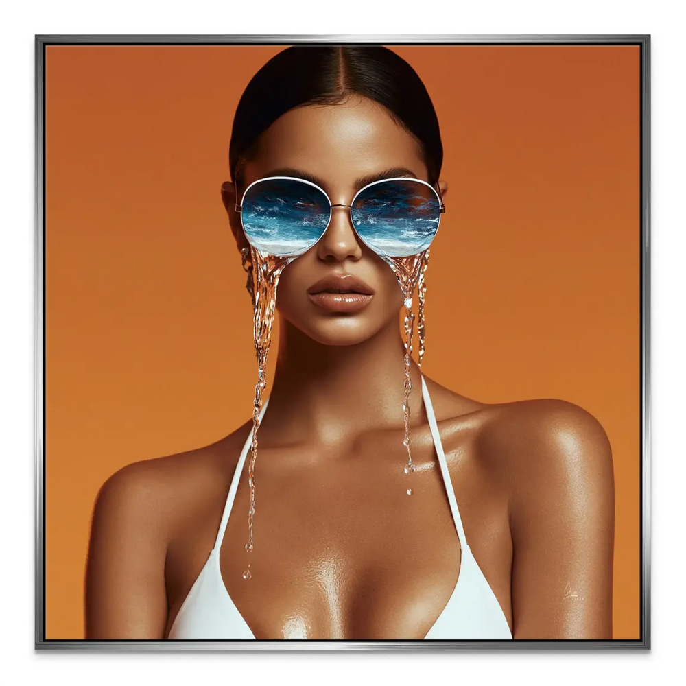 Beauty Ocean Canvas Wall Art - Surreal Portrait with Ocean Reflection - Image 7
