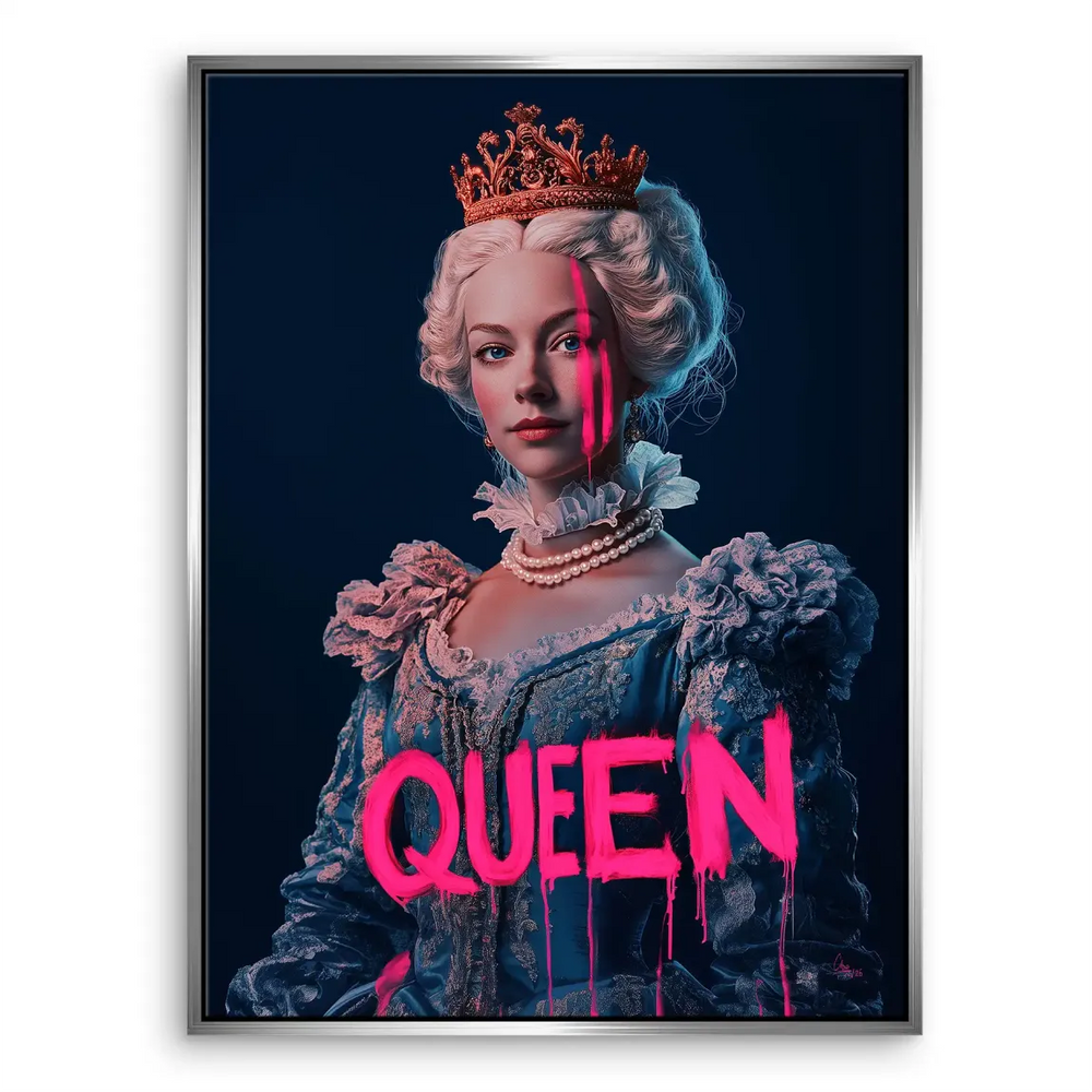 Regal woman pop graffiti canvas art — room display view.