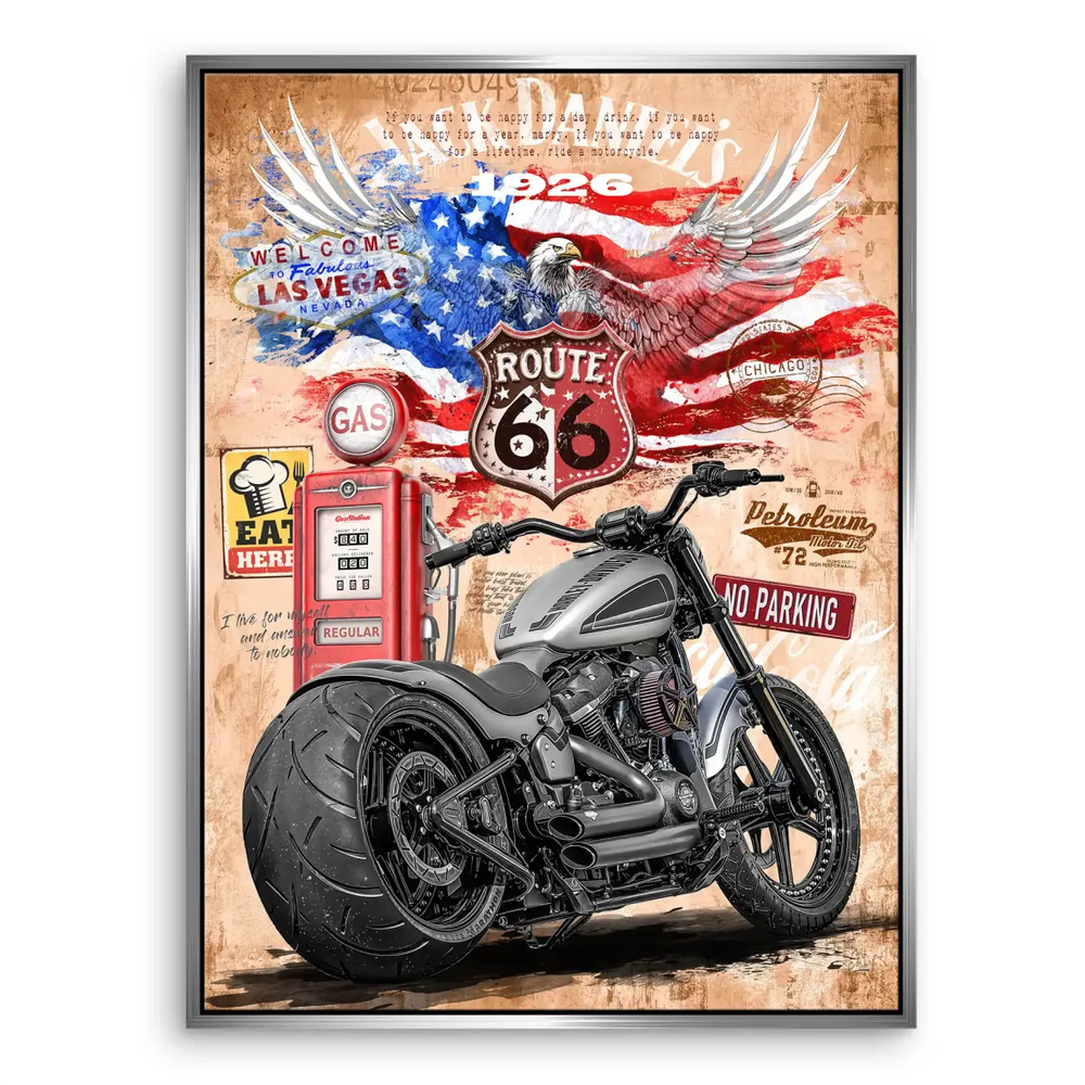 Vintage Americana collage celebrating road trips and freedom