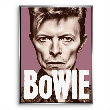 Vintage-inspired color palette with muted purples in Bowie portrait canvas
