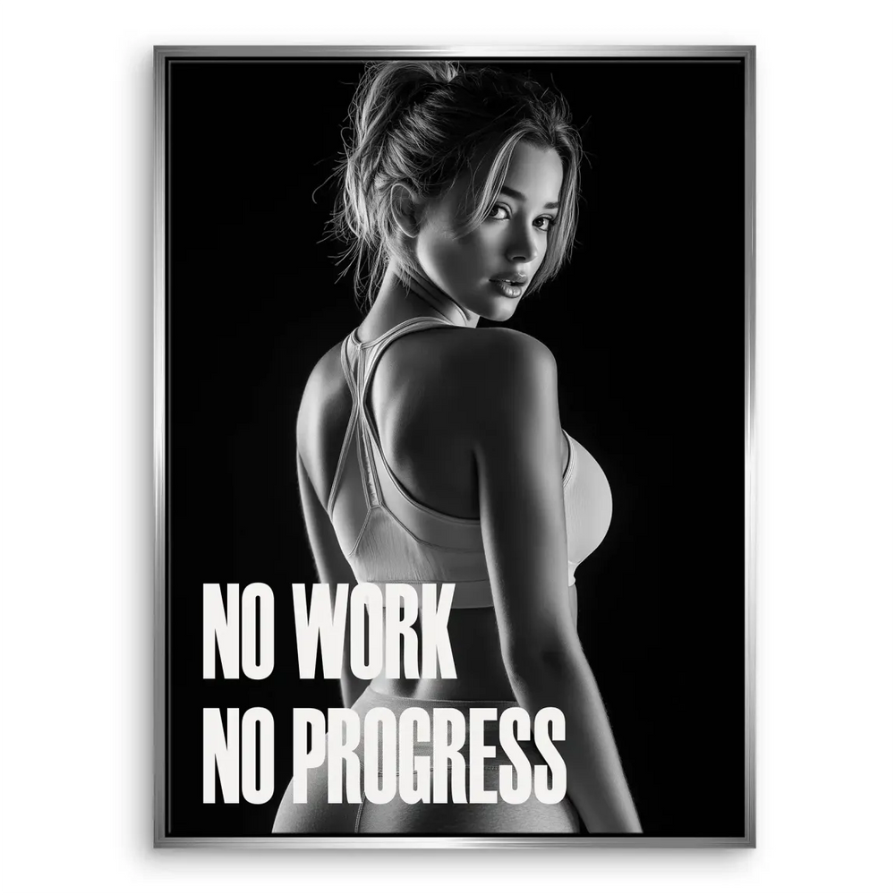 Industrial-style motivational wall art suitable for home gym or office.