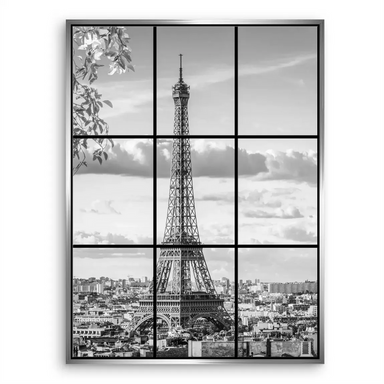 High-contrast black and white Paris wall art suitable for contemporary interiors