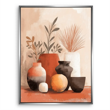 Terracotta Grace on canvas complements mid-century modern and minimalist interiors with earthy tones.