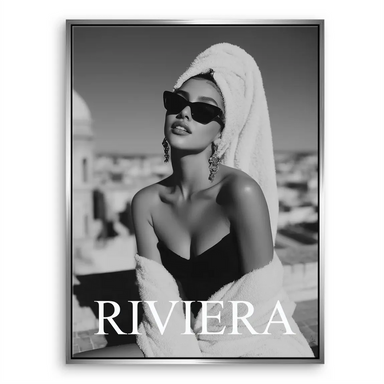 Riviera Glam Canvas Print - Black & White Fashion Portrait - Image 7