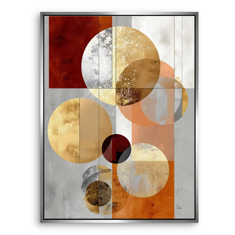 Elegant wall decor blending geometry and metallic shine for living rooms or offices.