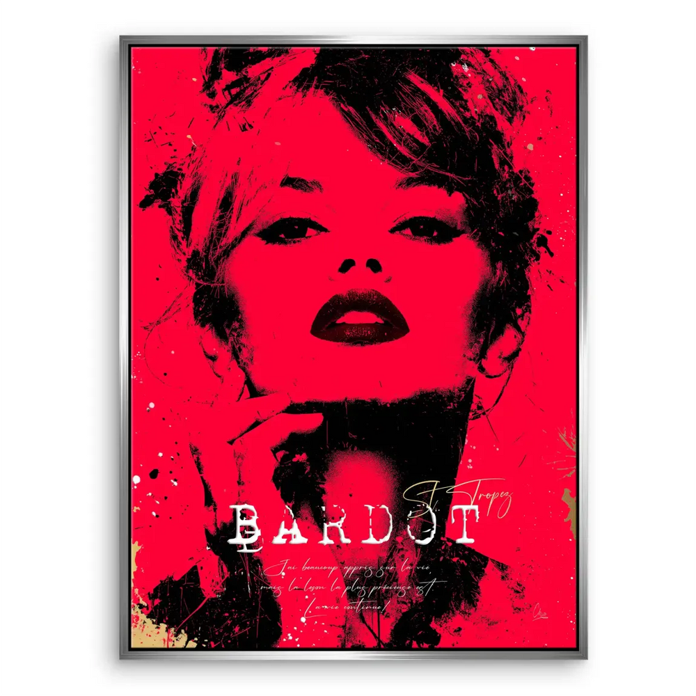 Brigitte Bardot Red Pop Art Canvas Wall Art - Image 7
