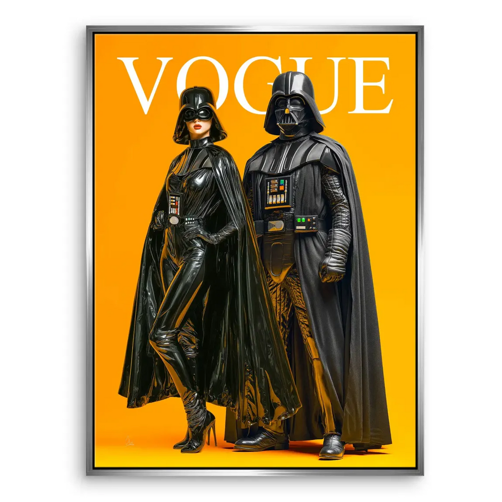 Graphic illustration blending sci-fi Star Wars imagery with contemporary fashion photography.