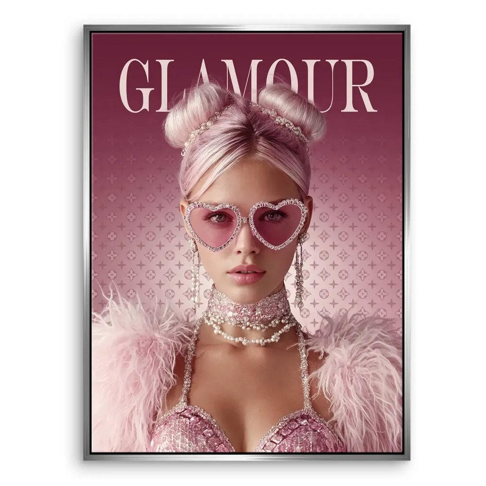 High-fashion art piece blending pop-art influence with luxury fashion elements.