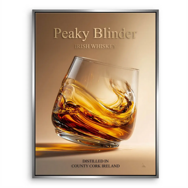 Peaky Whiskey Canvas Wall Art displayed in a room setting.