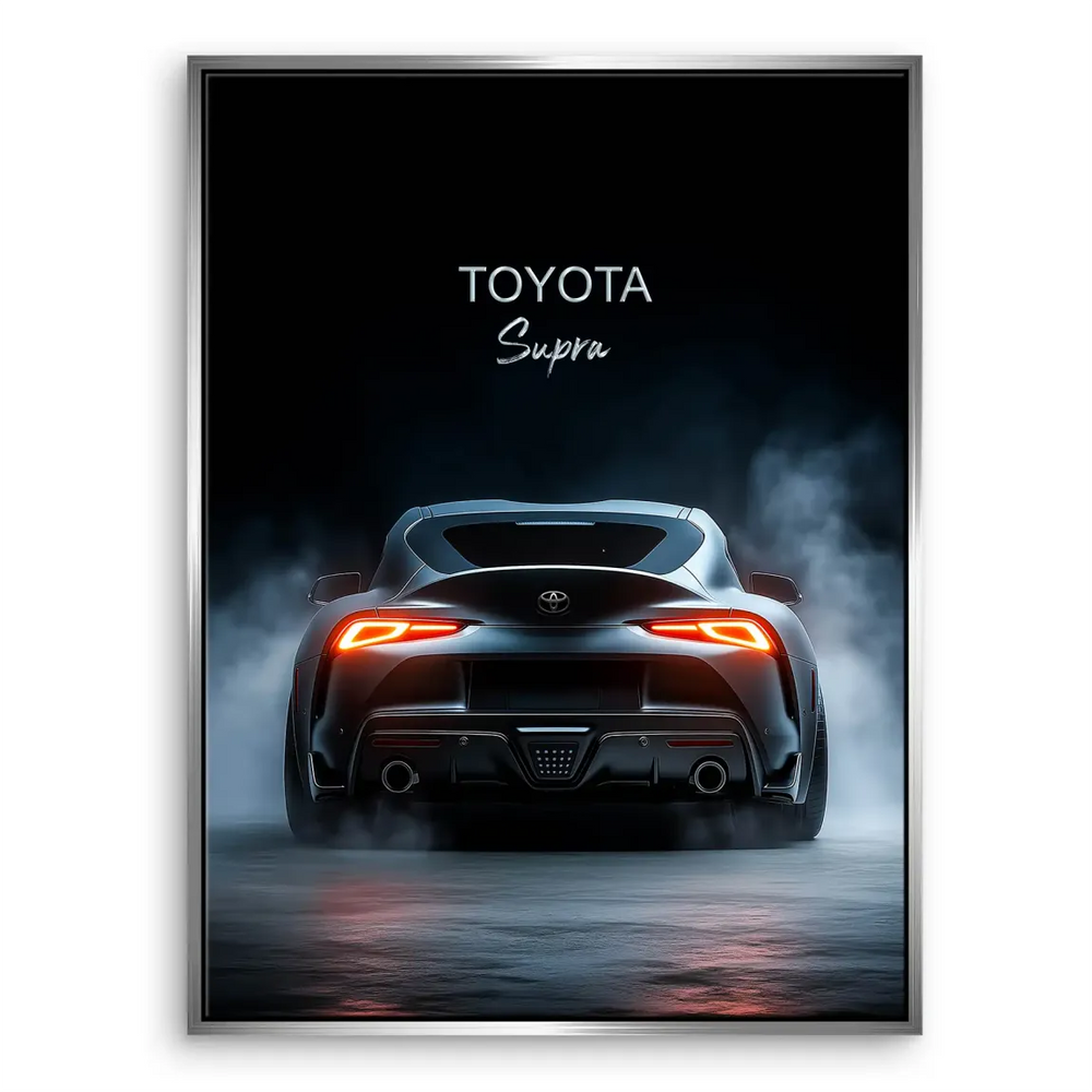 Cinematic Toyota Supra print — close-up of rear bodywork.