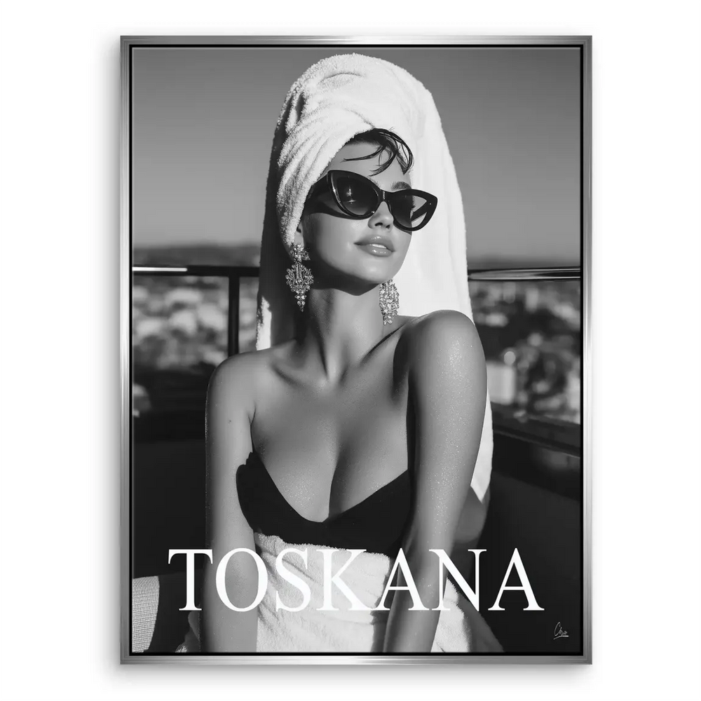 Glamour photography wall art with sophisticated styling in monochrome