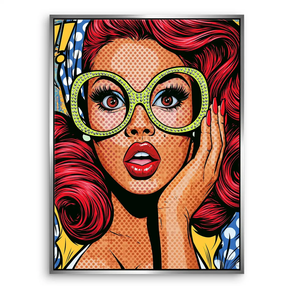 Graphic wall art combining bold colors and vintage comic design