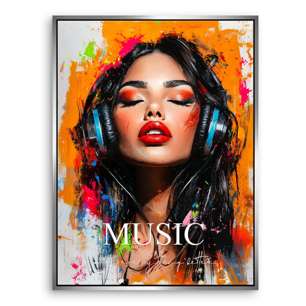 Music Soul Canvas Wall Art - Pop Art Portrait with Neon Color Splashes - Image 8