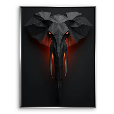 Vertical portrait-style elephant art with a futuristic vibe.