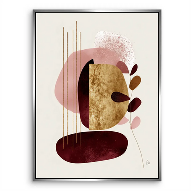 Detailed burgundy and blush pink canvas with gold highlights