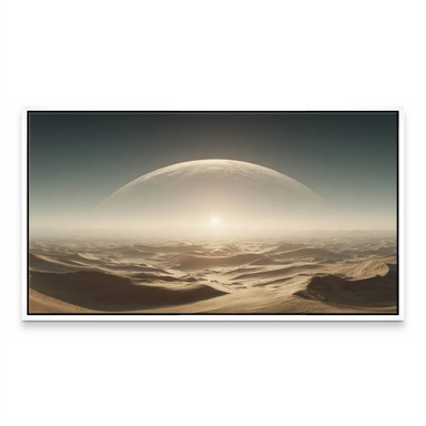Contemporary wall art in canvas form displaying a futuristic landscape for modern interiors