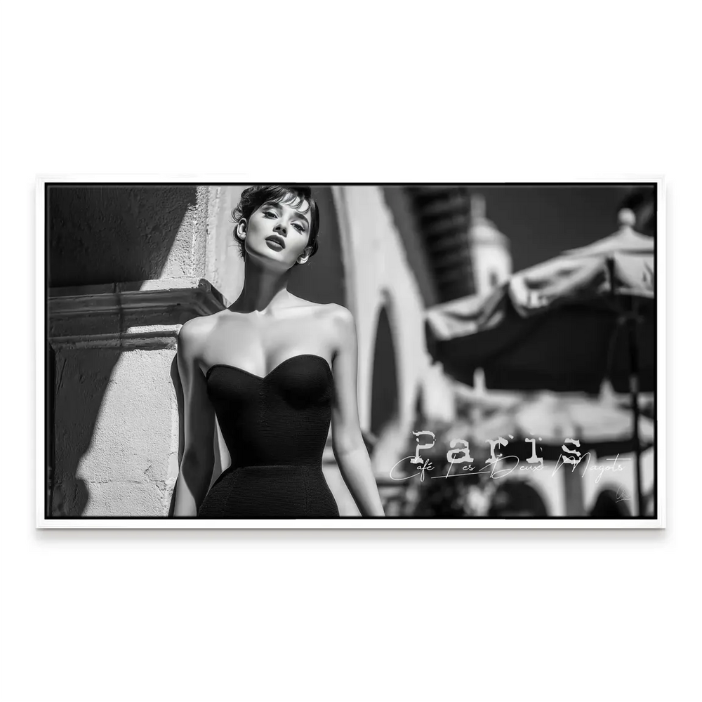 Audrey Hepburn Paris Cafe Canvas Print - Fashion Portrait Monochrome - Image 7