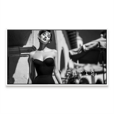 Audrey Hepburn Paris Cafe Canvas Print - Fashion Portrait Monochrome - Image 7
