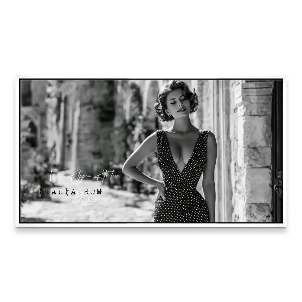 Sophia Loren-inspired diva canvas art with vintage aesthetic.